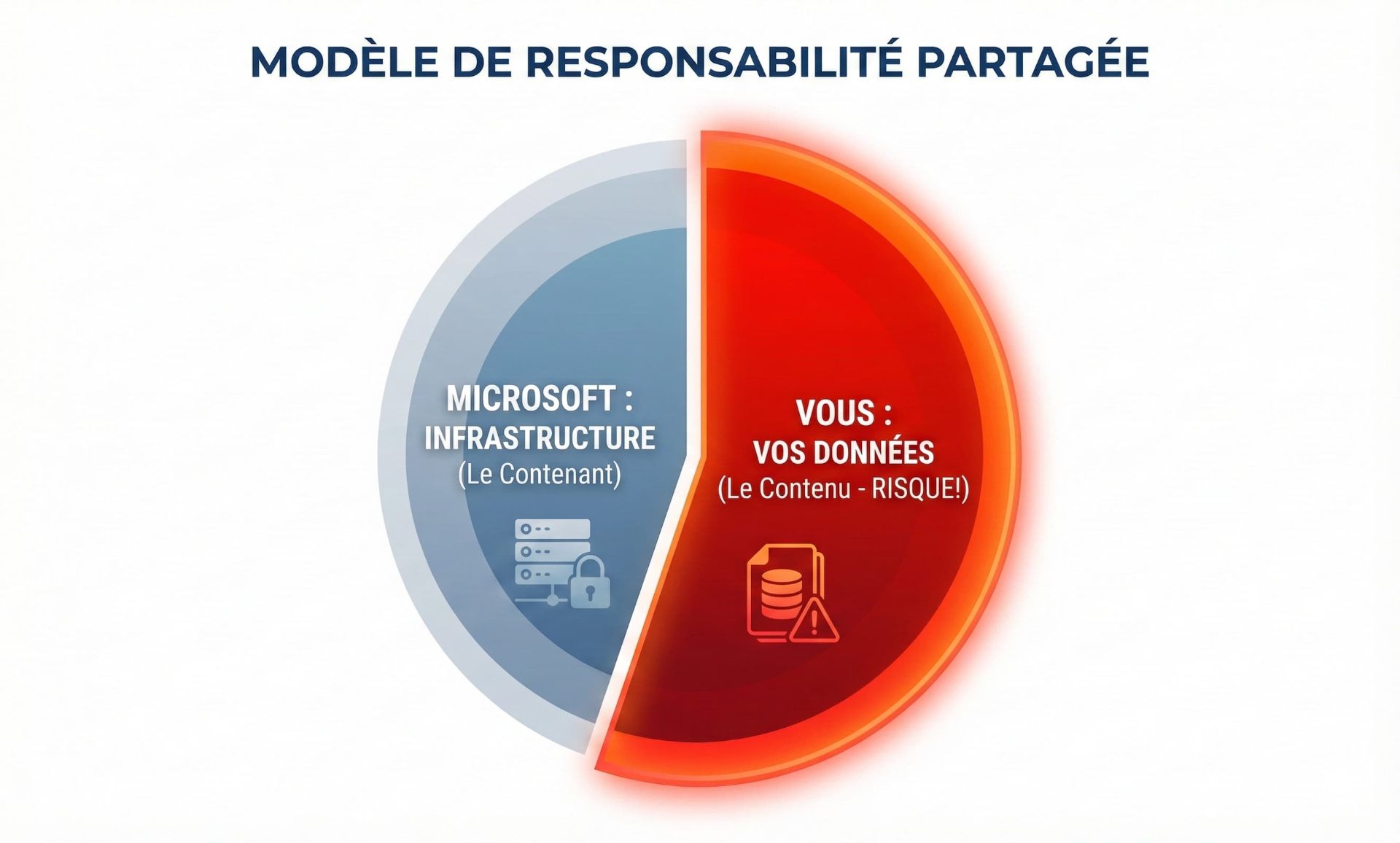 Modèle de Responsabilité Partagée Microsoft 365 - Microsoft gère l'infrastructure, vous gérez vos données
